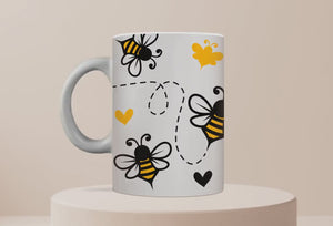 Personalized Mug and Matching Coaster Set/11 oz or 15 oz Coffee Mug/Honeybees & Butterflies Design/ #100