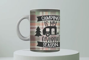 Personalized Ceramic Camping Mug and Coaster Set/11 oz or 15 oz Coffee Mug/Wilderness Camping Design/#108