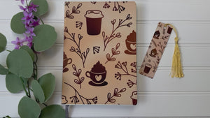 Personalized Journal and Matching Bookmark Latte & Coffee Keepsake Journal #801