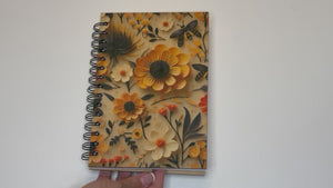 Personalized Paper Sunflower Wood Cover Notebook #1009