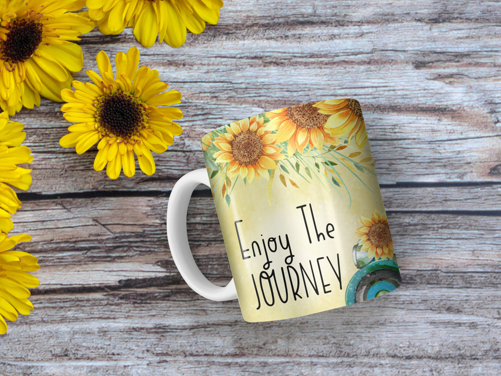 11 oz Ceramic Mug and Matching Coaster Set &quot;Enjoy the Journey&quot; #117