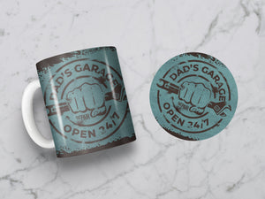 11 oz Ceramic Mug and Matching Coaster Set &quot;Dad&#39;s Garage&quot; #107