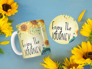 11 oz Ceramic Mug and Matching Coaster Set &quot;Enjoy the Journey&quot; #117