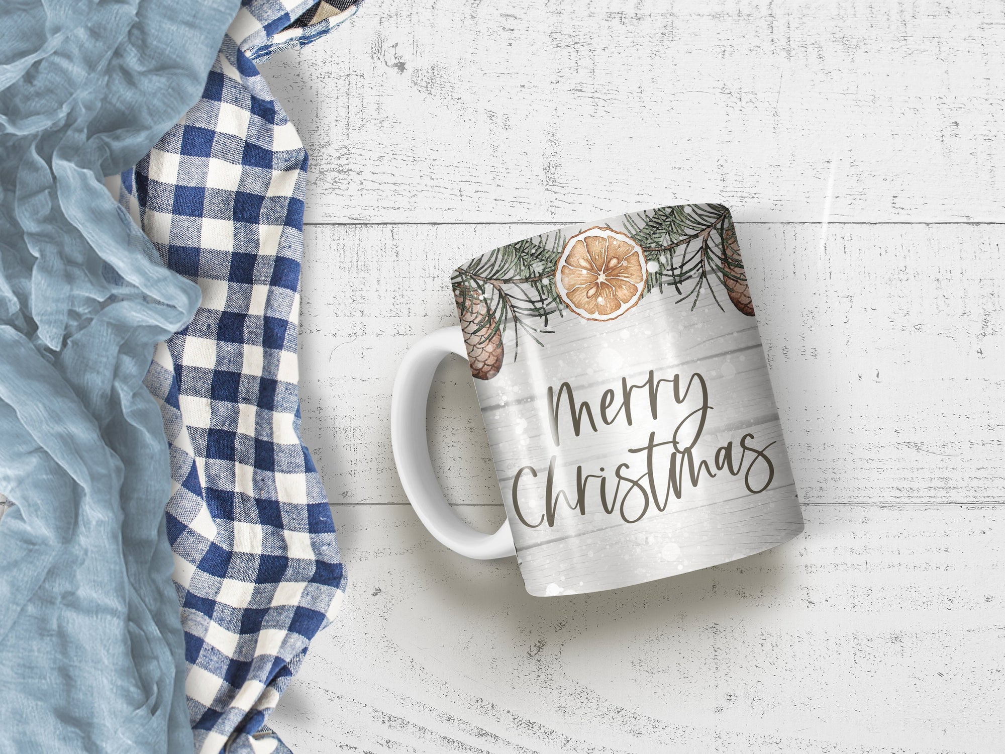 11 oz Ceramic Mug and Matching Coaster Set &quot;Merry Christmas&quot; #114