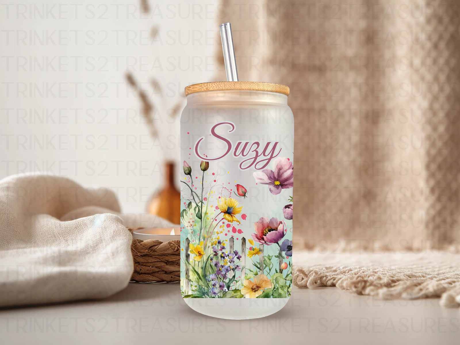 18oz Glass Can Wildflowers #215