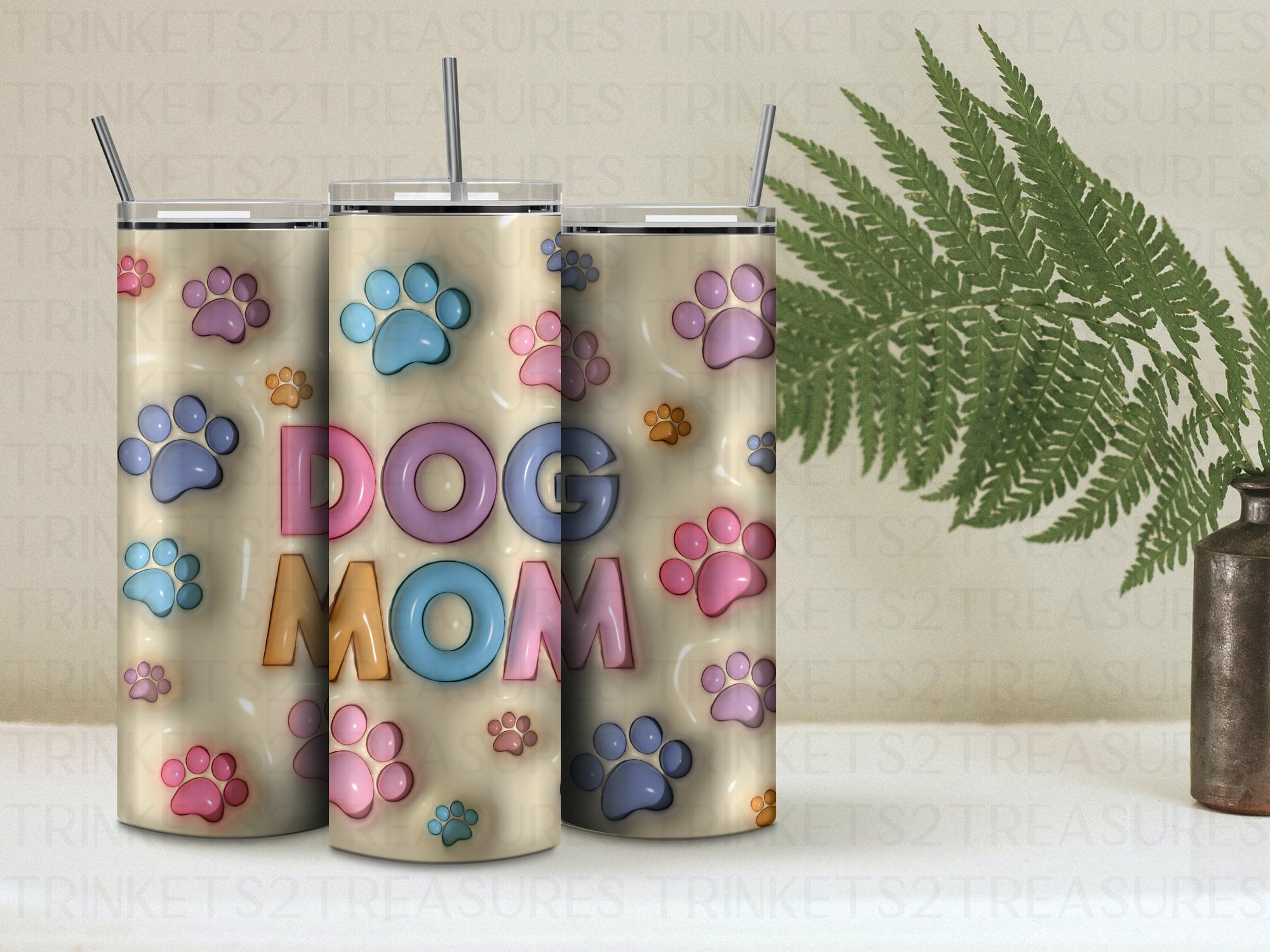 Personalized 20 oz Stainless Steel Tumbler/Includes Metal Straw/Dog Mom Design/#302