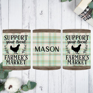11 oz Ceramic Mug and Matching Coaster Set "Support Local Farmers Market" #106