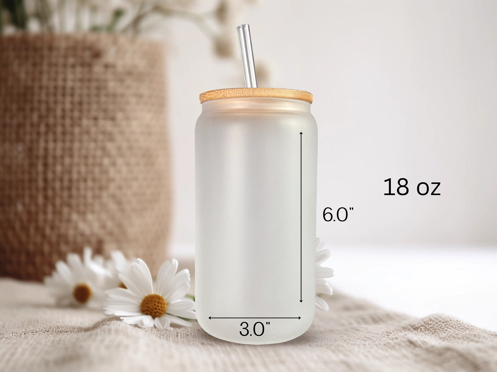 18oz PersonalizedFrosted Glass Tumbler/Glass Coffee Tumbler with Bamboo Lid & Glass Straw/Hearts and Kisses/#221