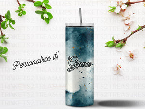 Personalized 20 oz Stainless Steel Tumbler/Includes Metal Straw/With God All Things Are Possible Design/#315
