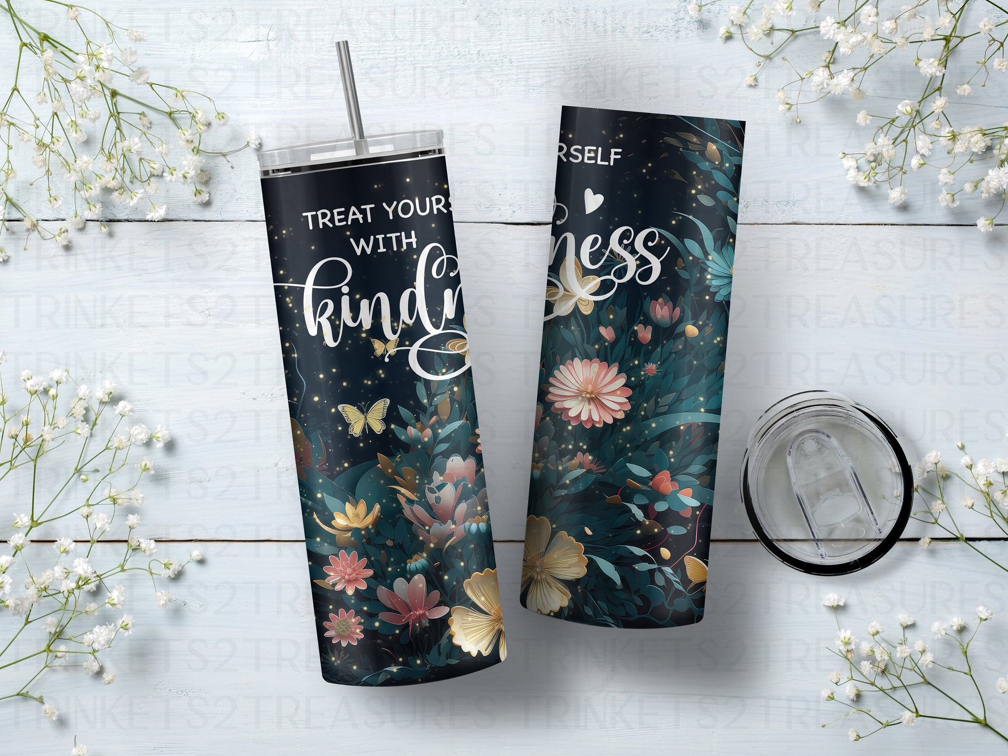 Personalized 20 oz Stainless Steel Tumbler with Metal Straw/Elegant and Motivational Tumbler/#301
