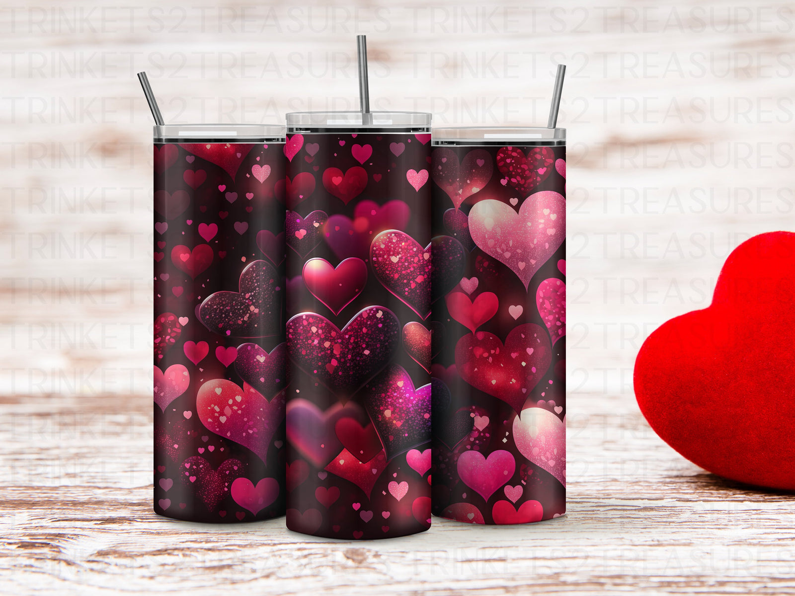 Personalized 20 oz Stainless Steel Tumbler/Includes Metal Straw/Valentine's Design/#305