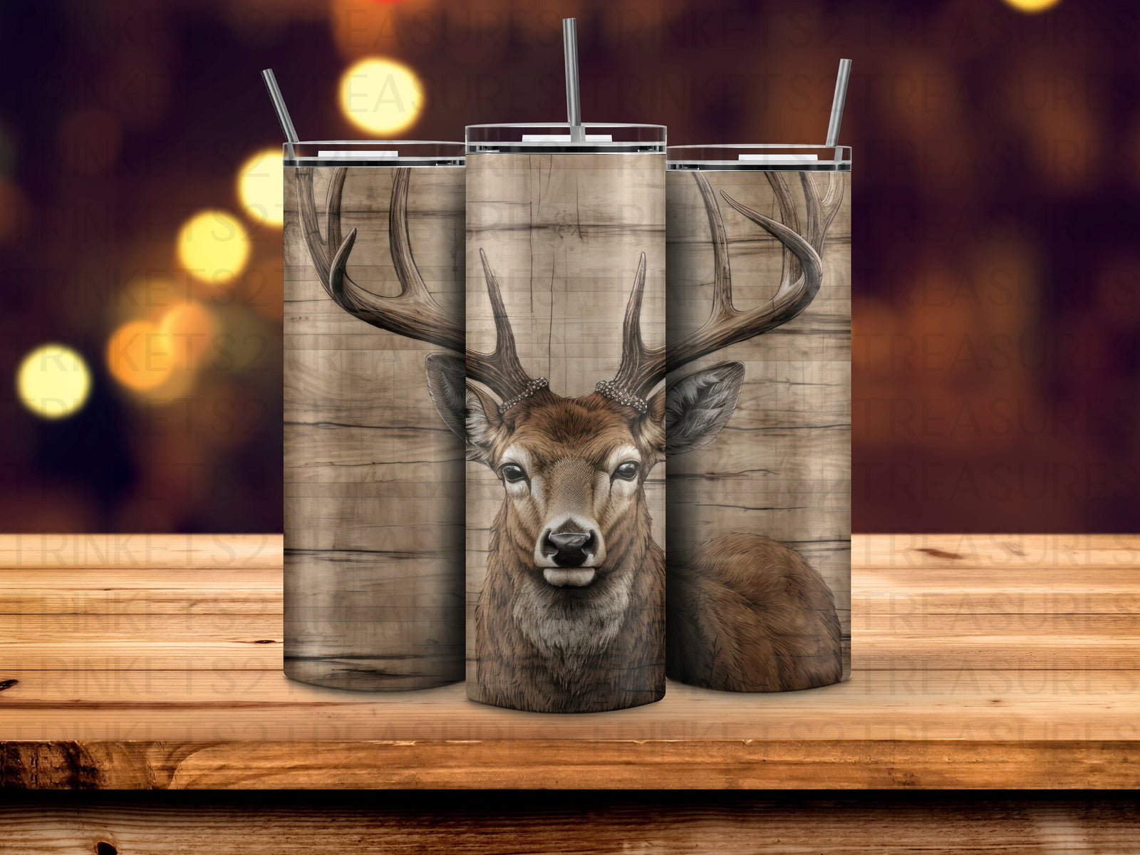 Personalized 20 oz Stainless Steel Tumbler/Includes Metal Straw/Deer Design/#316
