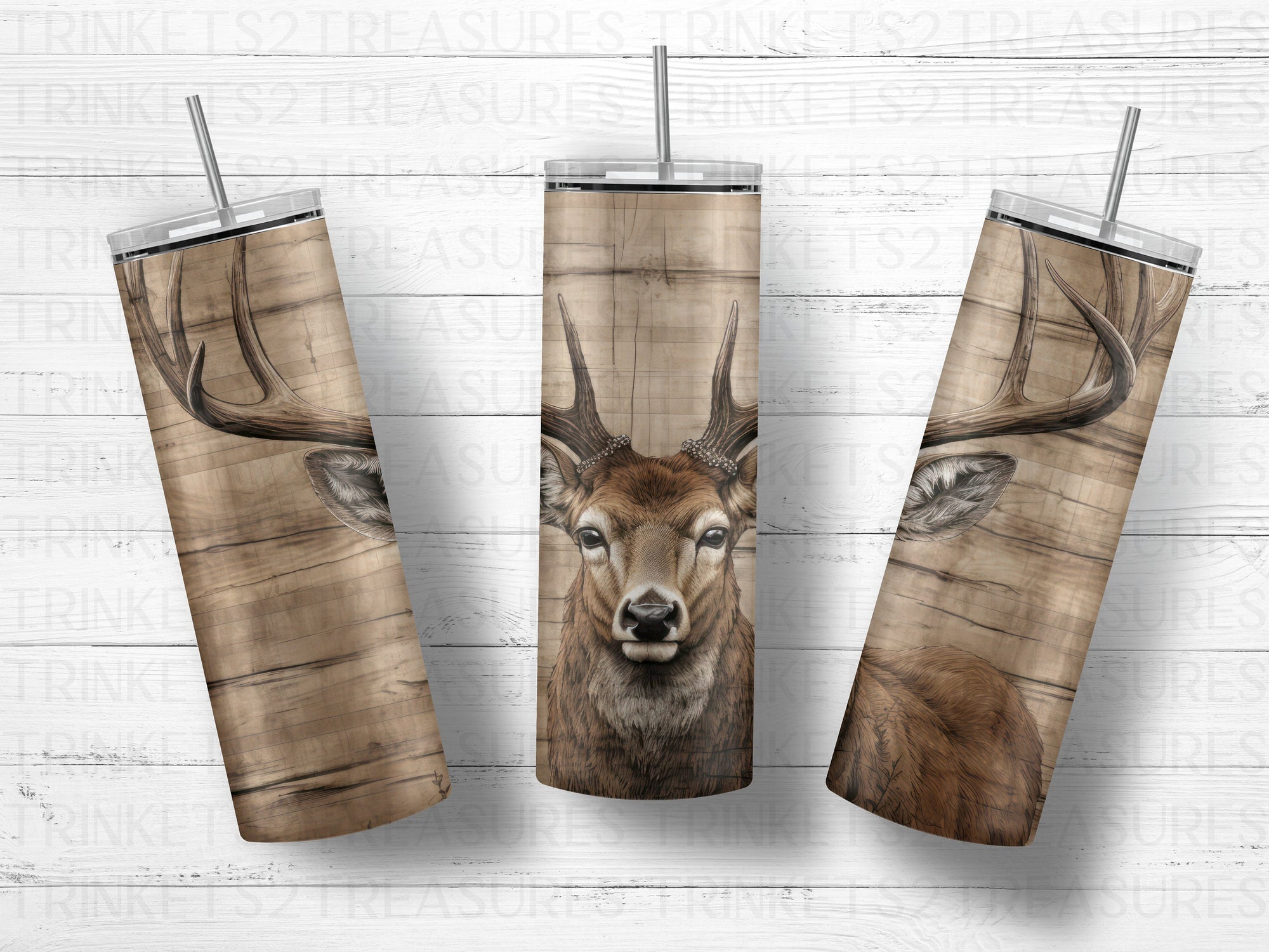 Personalized 20 oz Stainless Steel Tumbler/Includes Metal Straw/Deer Design/#316