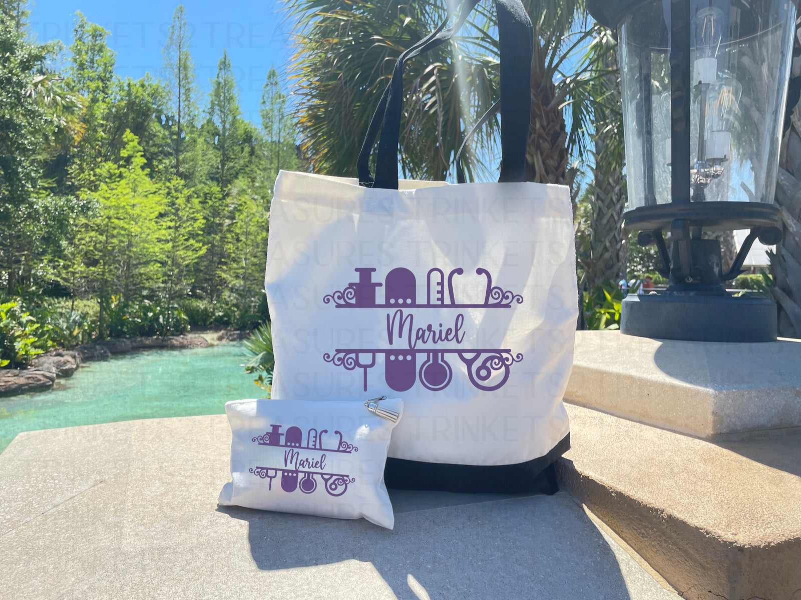 Personalized Canvas Tote Bag with Matching Canvas Make-up Bag/Monogram/Nurse/#717